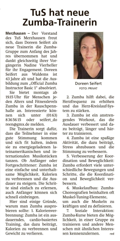 neue Zumba Trainerin